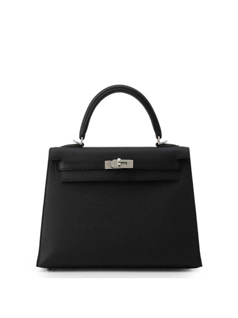 Hermes Handbag Kelly 25 Sellier Black Silver Epsom 2-Way Bag